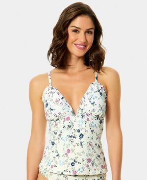 CeCe Women's V-Neck Tankini Top White Size L 1978